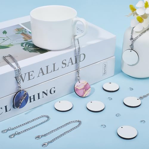 SOFPLATE 1 Box 15 Sets Blank Cup Charms Sublimation Charm Blanks Flat Round key blanks Bulk Sublimation Charm Accessories with Aluminum Chains Stainless Steel Jump Rings For Cups Tumbler DIY Crafts - Image 4