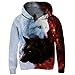 RAISEVERN Unisex 3D Twins Wolfs Hoodie Lustig Bedruckte Jungen Athletic Pullover Hoodies mit Känguru-Tasche für den Ausflug