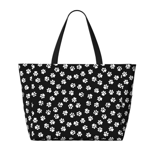 Paw Print Print Foldable Lightweight Family Beach Bag for Men Women Beach Tote Bag Portable Gym Bag2