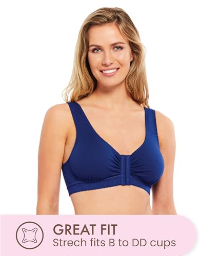 Image of Carole Martin Full-Freedom Front Closure Bra, Perfect Wireless Cotton Sleep Bras for Women