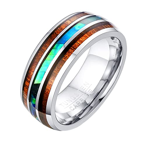 Anillos de boda para hombre grabados en color marrón plata