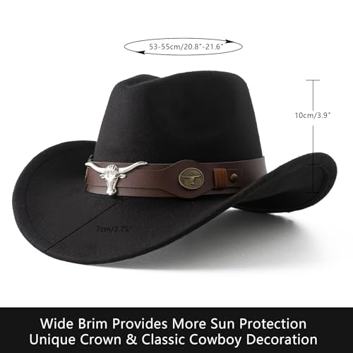 Jastore Kids Western Hats Boys Girls Cowboy Felt Hat Jazz Fedora Cowgirl Hats with Belt Buckle4