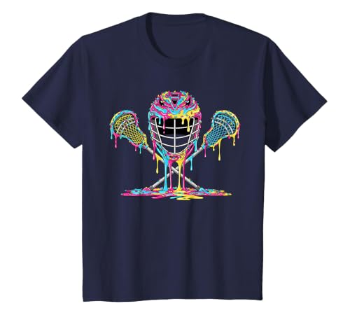 Lacrosse Drip Ice Cream Lax Helmet Sticks Sport Player T-Shirt, Youth, Navy Blue, Small