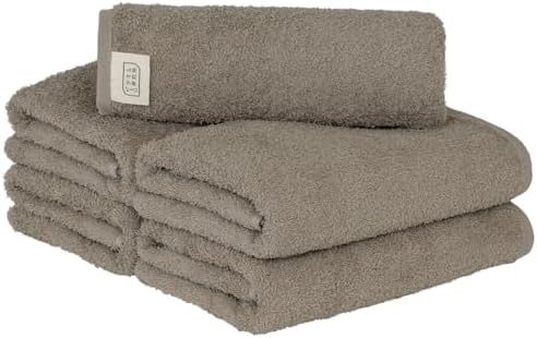 【Amazon.co.jp限定】タオル研究所 [軽さの理由] #006 ミニバスタオル ウォームグレー ほうじ茶色 5枚セット 薄手 速乾 高速吸水 耐久性 綿100% Japan Technology