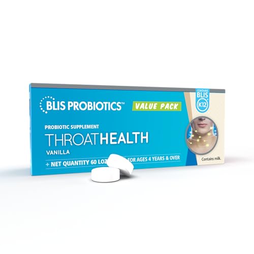 BLIS Throat Health Oral Probiotics K12 Immune Support 60 Vanilla Lozenges