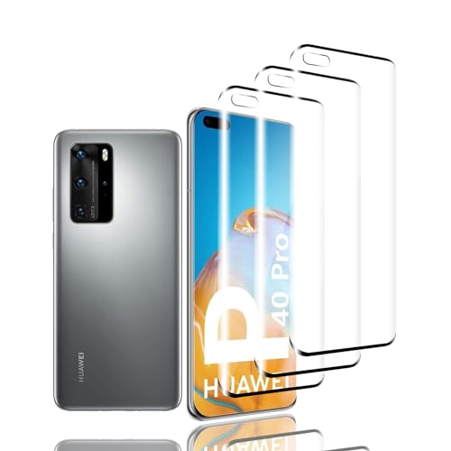 Zicurz 3 Piezas Protector de Pantalla para Huawei P40 Pro Cristal Templado, Vidrio Templado, HD Transparente 9H Ultra Resistente, Antiarañazos, Sin Burbujas