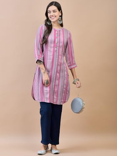 Image of Shree Women Liva (Rayon) White Floral Print Kurta