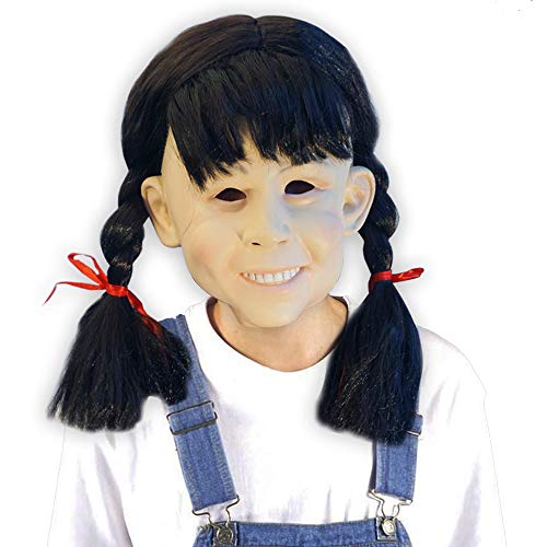 PartyHop Máscara Realista de Látex de Cabeza Humana Disfraz para Halloween Fiesta Desfile de Carnaval Niñita