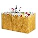 VIKSAUN Hawaïenne Table Jupe, Hawaiian Hibiscus Herbe Jupe de Table, avec Fleurs d'hibiscus en Soie de Décoration, pour BBQ Tropical Garden Beach Summer décorations de fête à thème hawaïenne