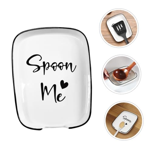OSOLADY 家用陶瓷スプーンレスト お玉置き兼用 調理用レンゲスプーンホルダー キッチンカウンター用安定型箸置き 食卓用調味料皿兼用