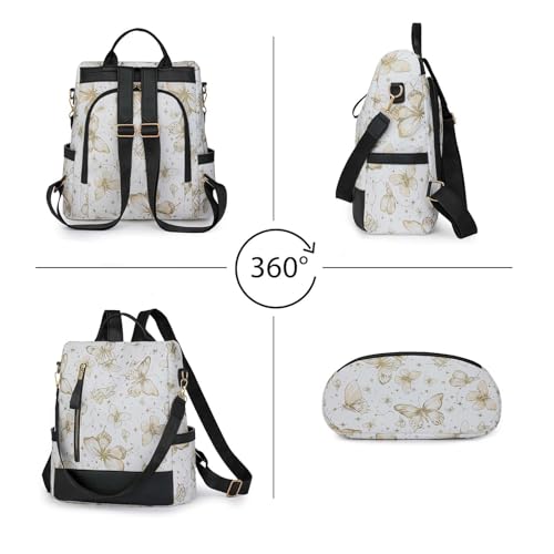 Casual Fashion Butterfly Pattern Backpack for Girls Women, Versatile Travel and Anti-theft, Crossbody or Back Backpack Black4