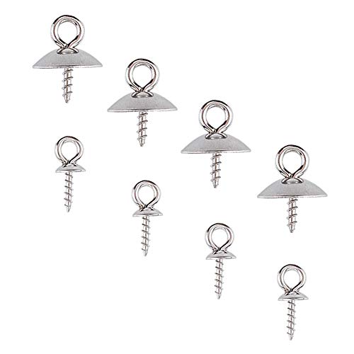 UNICRAFTALE 2 Sizes Stainless Steel Screw Eye Pin 80pcs Stainless Steel Eye Pin Bail Pegs 4/8mm Wide Metal Hoop Peg Screw Eye Pin Hook for Half Drilled Beads Jewelry Earring Making