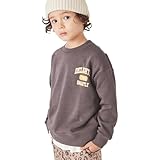 [ever closet] トレーナー キッズ 子供 女の子 男の子 長袖 裏起毛 150 E.チャコール プリント トップス 防寒対策 秋服 冬服 通園 通学 子供服 キッズ服 エバークローゼット