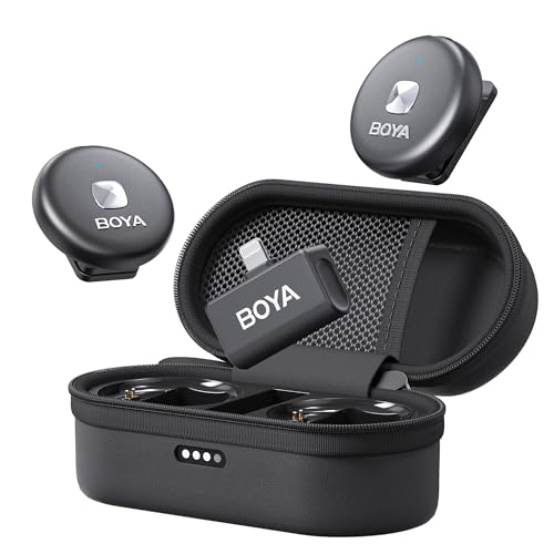 Image of BOYA Omic Button Shape Wireless Microphone with Charging Case (Matt-Black)