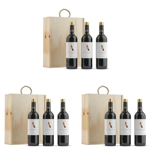Alcorta Apasionado Reserva Caja de madera Premium 3 botellas D.O.Ca Rioja Vino - 750 ml (Paquete de 3)