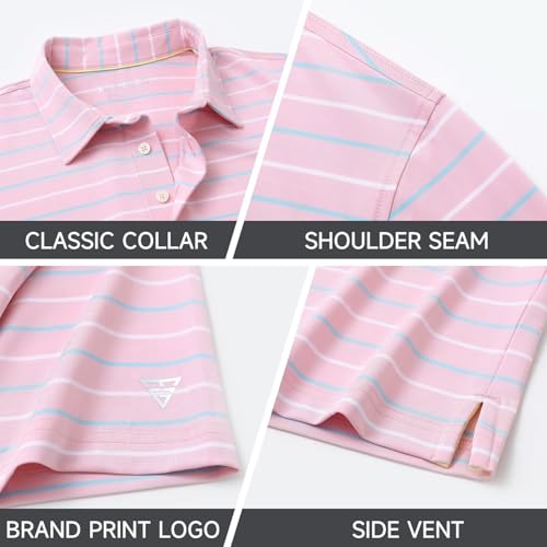 M MAELREG Golf Shirts for Men Short Sleeve Dry Fit Striped Performance Lightweight Moisture Wicking Collared Casual Golf Polo4