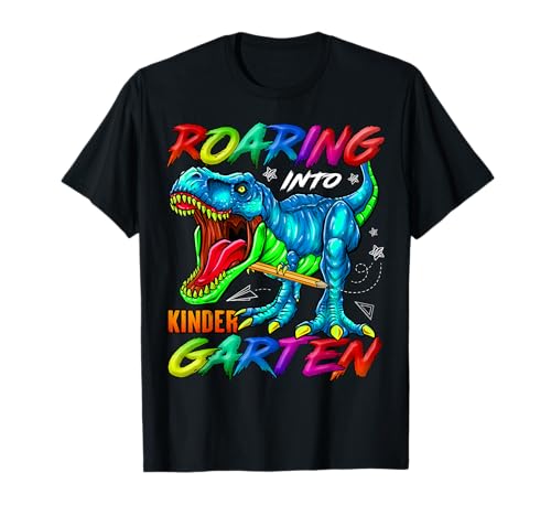 Roaring Into Kindergarten T-rex Regreso a la Escuela Regalos Niños Camiseta