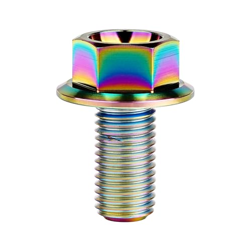 Image of Ti Screws M10 x 20 25 30 35 40 45 50 55 60 65 70 75 80 90 100mm 1.25 Pitch Titanium Flange Hex Bolt Pack of 4 (Rainbow, M10x25mm)