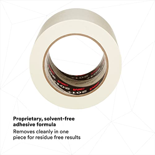 Image of 3M General Use Masking Tape 201+, Crepe Paper, Tan Color, 96 mm x 55 m | 4.4 mil, 8 /Case, Low Unwind, Clean Removal, Easy Tear, Resist Slivering