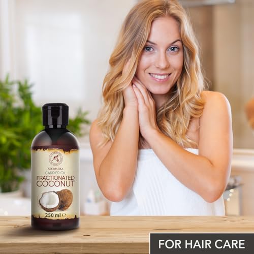 Fraktioniertes Kokosöl 250ml - Cocos Nucifera Oil - Reines & Natürliches Coconut Öl - Basisöl - Geruchlos - Cocosöl für Gesicht - Körperpflege - Hautpflege - Haare - Massage - Kosmetik