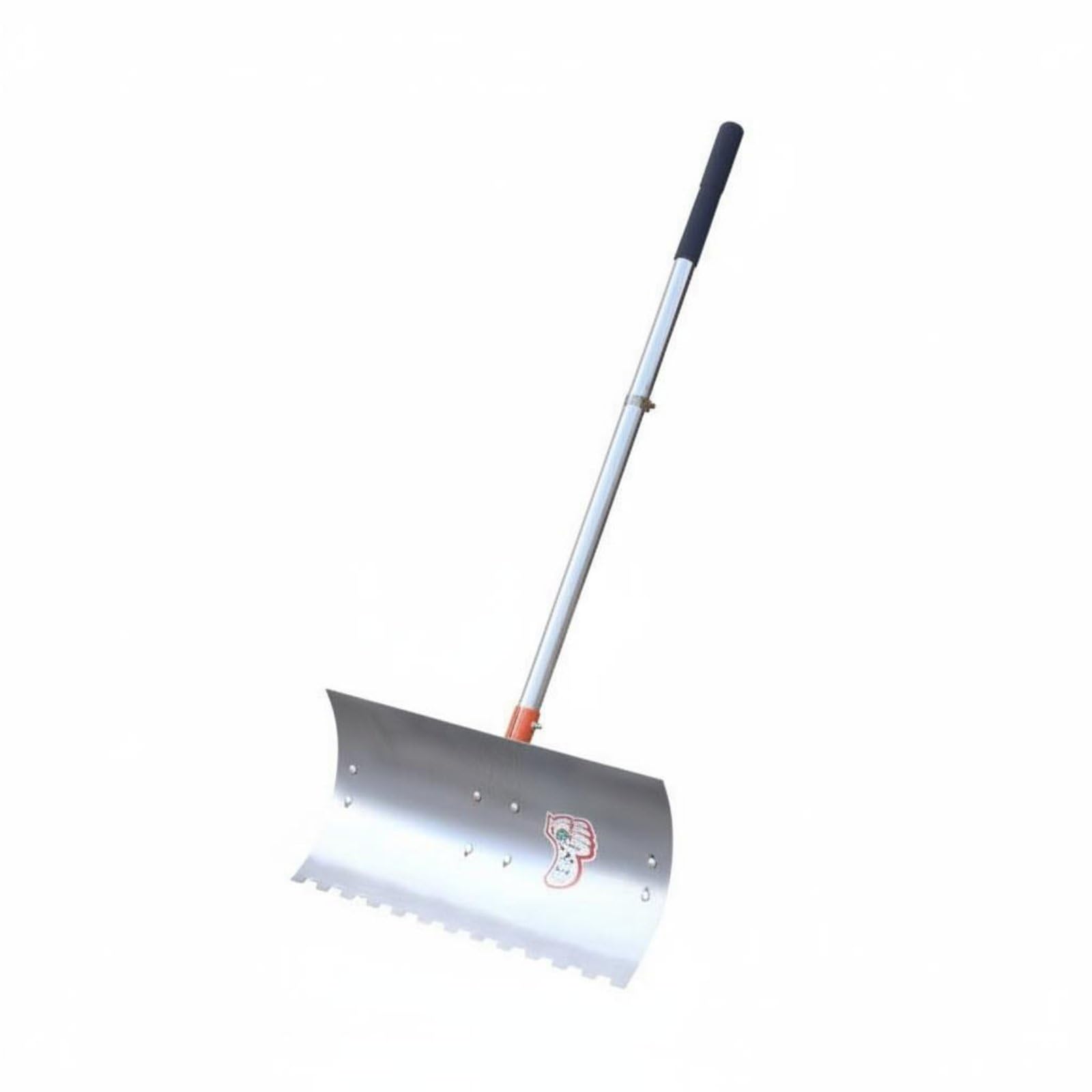 Pala Nieve Pala Empujador Herramienta Construcción de Acero Inoxidable Resistente y Dentada Mango Ajustable y Ruedas, Pala De Nieve con Borde Dentado, 60 Cm, Mango Único