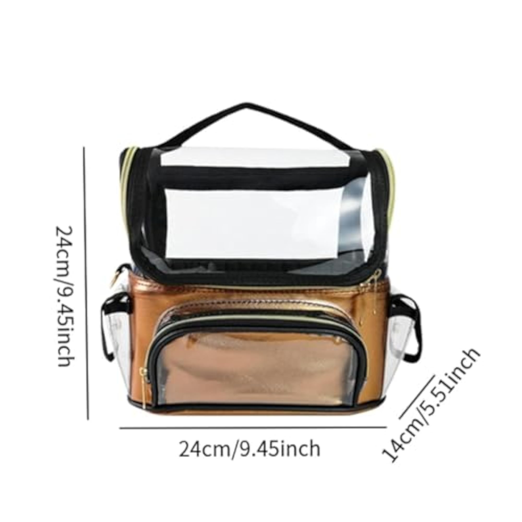 Golden Transparent Makeup Case, Waterproof Organizer