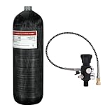 TUXING 4500psi 6.8L Carbon Fiber Air Scuba Tank（Empty Bottle） Paintball Filling Station with Two Pressure Gauges Up to with 24 Inch High Pressure Hose M18*1.5