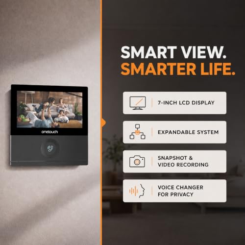 Image of ONETOUCH BIS Certified Full HD Video Door Phone with 2-Channel DVR, SD Card Slot, Smart Lock & Sensor Integration, Voice Changer, AHD Camera Support, Smart Home Security, Black