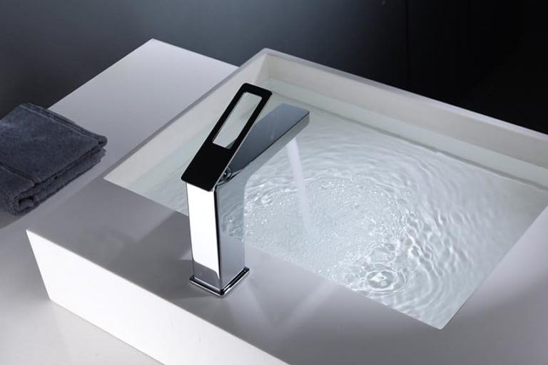 IMEX Grifo Monomando Lavabo - SERIE SUECIA Grifo de Latón Acabado en Cromo con Cartucho Cerámico de Ø26 mm TOP y Flexos de 3/8", Diseño Moderno y Funcional.