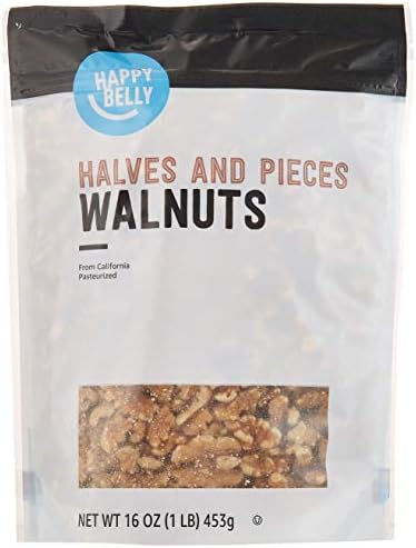 Amazon Brand - Happy Belly California Walnuts, Halves and Pieces, 16 Ounce, Pack of 2