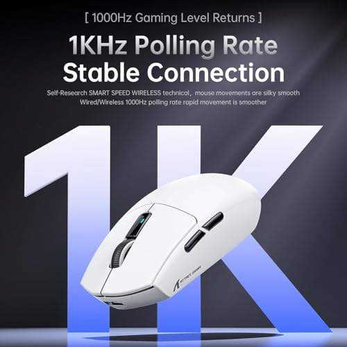 Image of ATTACK SHARK G3 Pro Wireless Gaming Mouse with Magnetic Charging Dock,White | PixArt PAW3311 Gaming Sensor,BT /2.4G Wireless /Wired Gaming Mouse,25K DPI,59g Ultra-Lightweight Gamer Mice for PC /Win /PS4 /Mac