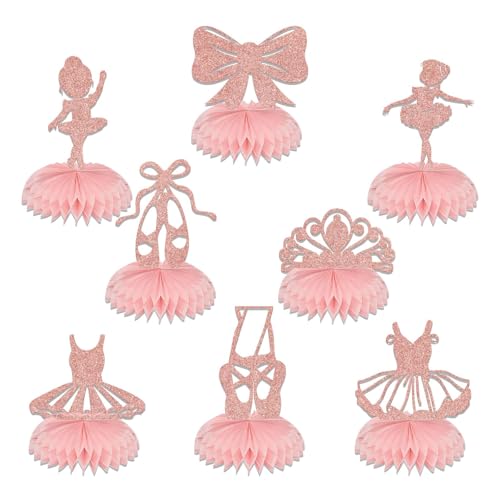 Bubaxuce 8 Piezas Tutu De Ballet Centro De Panal Decoraciones para Cumpleaños De Bailarina Fiesta De Cumpleaños De Ballet