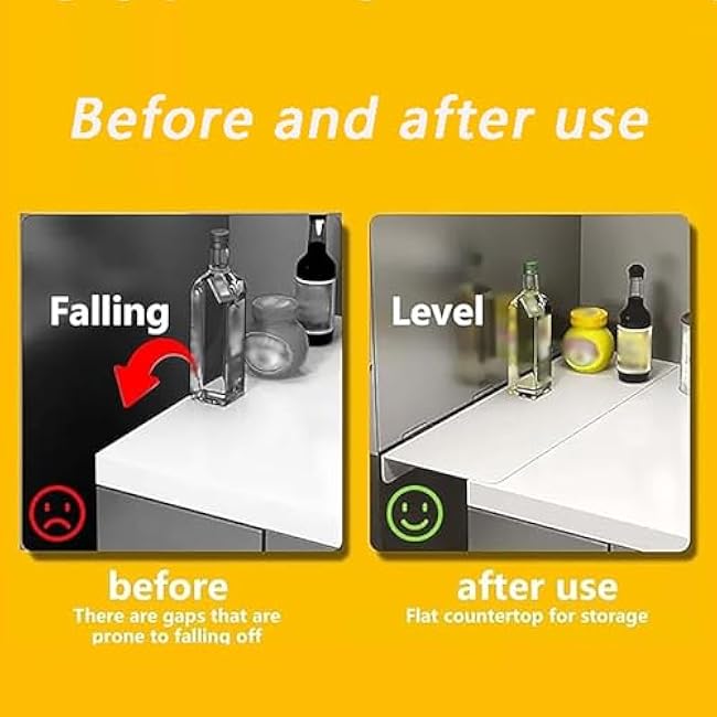 Metal Kitchen Refrigerator Gap Partition Countertop Gap Extension Plate, Refrigerator Side Partition, Gap Cover Between Countertop And Wall, No Drilling Required(Black,60x10cm/24x4in)