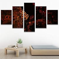 SIGNWIN 5 Panel Canvas Wall Art Abstract Colorful Decorative Elements Modern Artwork for Home Decorations Ready to Hang - 60