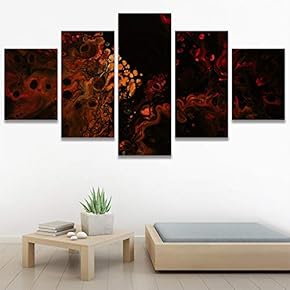 SIGNWIN 5 Panel Canvas Wall Art Abstract Colorful...