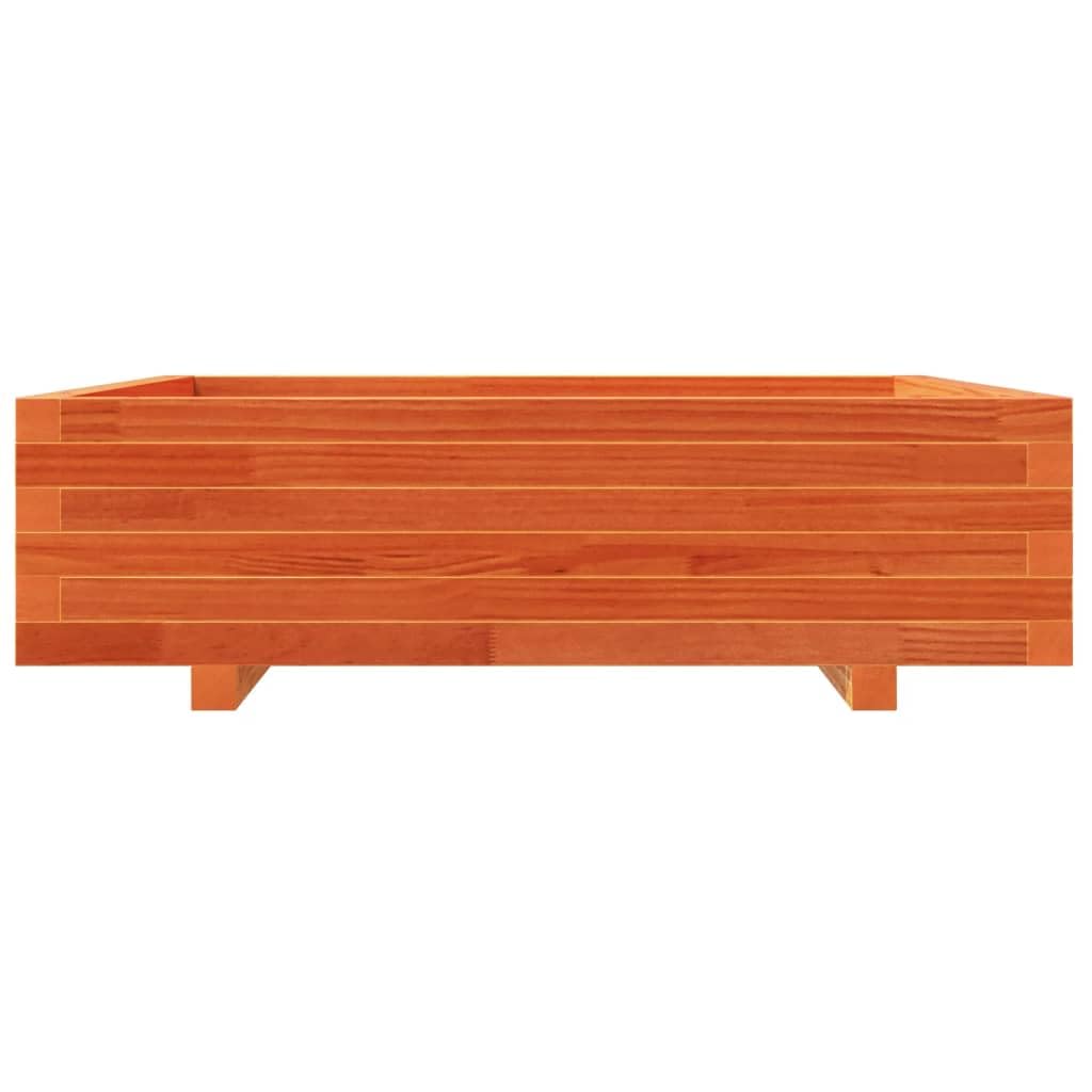 Donica na rośliny, woskowany brąz z litego drewna sosnowego, 90 x 90 x 26,5 cm, podwyższona grządka z otworem odpływowym i podstawką, idealna do ogrodu, na balkon, taras, do pokoju i uprawy