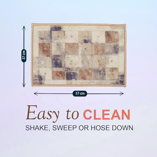 Image of HUES & SHADES Coir Door Mat for Outdoor Entrance - [37 x 57 cm] | Natural Coconut Fiber Brush Mat for Shoes Cleaning, Heavy Duty Non-Slip Doormat for Front Porch, Patio, Entryway (Square Brown)