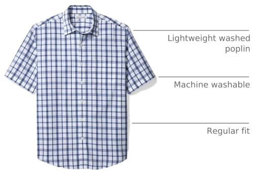 Image of Amazon Essentials Men's Regular-Fit Short-Sleeve Poplin Shirt, Collared, Washed