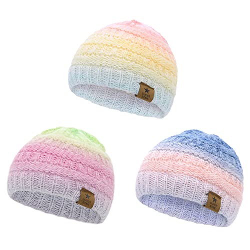 Image of Durio Soft Warm Knitted Baby Hats Caps Cute Cozy Chunky Winter Infant Toddler Baby Beanies for Boys Girls