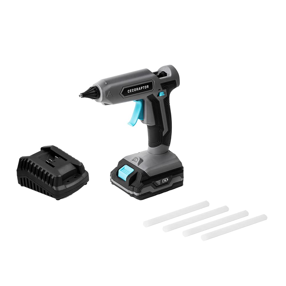 Cecotec Pistola de Encolar sin Cables CecoRaptor Perfect Fix 2020 Advance. Batería 20V y 2000 mAh, Barras de Diámetro 11mm y 150 mm de largo, Temperatura de trabajo 180ºC, Autonomía hasta 30 min
