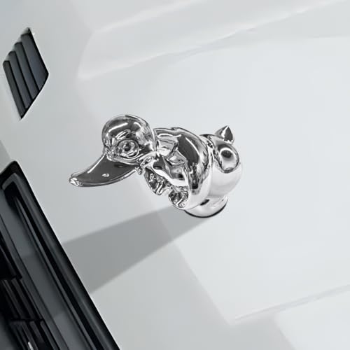 Tuxihapp Angry Duck Car Hood Ornament High Shine 3D Chromed Metal Car Hood Decoration Self-Adhesive Electroplated Polished Vehicle Exterior Charm Accessories for Truck Desktop Cabinet (Sliver)