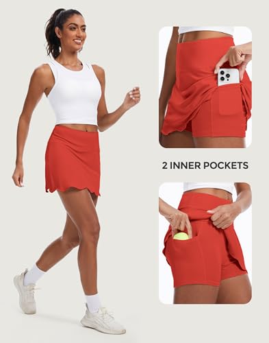 Image of M MOTEEPI 14 inch Scalloped Hem Skorts for Women with Pockets High Waisted Tennis Golf Athletic Skirt with Shorts 2026