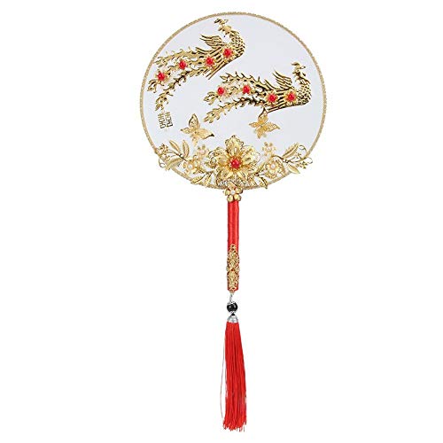 Classical Handle Round Cooling Fan Wedding Bride Tassel Fan Gift Decoration Prop2