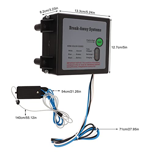 Trailer Brakes Breakaway Kit, Trailer Breakaway Kit, 12V Vehicle Universal Break Away System with 7 Box Battery Charger（Battery not included）, Built In LED Indicator Trailer Accessories by Gugxiom - Used condition - Image 3