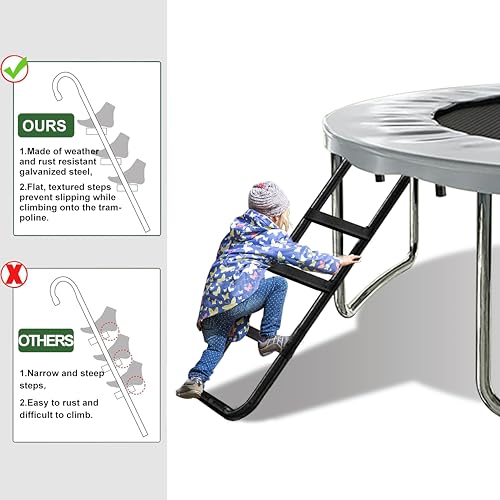 image for Eurmax USA Universal Easy-to-Assemble 3 Steps Trampoline Ladder with H