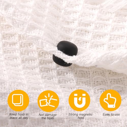 XIHIRCD 8Pcs Magnetic Hijab Pins, Small Hijab Magnets Multifunctional No-Snag Scarf Closure Pinless Brooch for Women Men Scarf Scarves Clothing (Black)