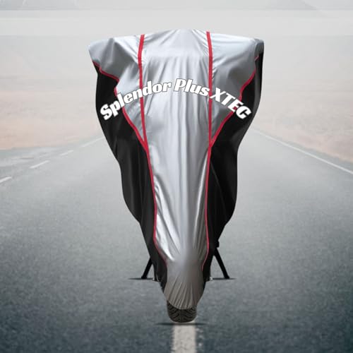 Image of Motorcycle Bike Body Cover for Outdoor Use - Heavy Fabric Water Resistant Two Wheeler Cover with UV, Dust & Rain Protection Compatible for Splendor Plus XTEC