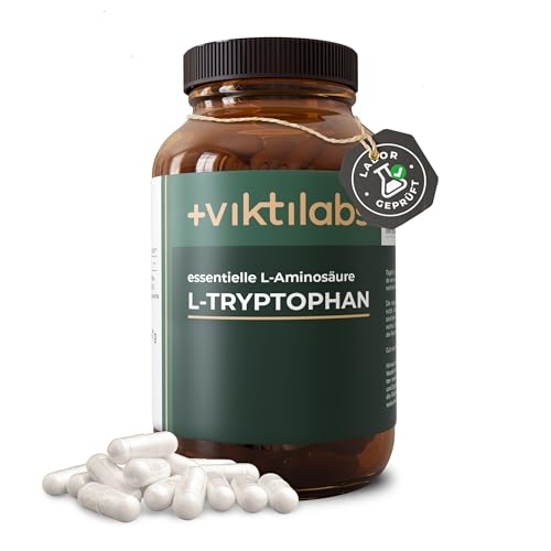 L-Tryptophan Kapseln - Natürlich aus Fermentation - Hochdosiert mit 500 mg pro Kapsel - Essenzielle Aminosäure für Serotonin & Schlaf - 100% vegan & rein - 4 Monate Vorrat (1er Pack)