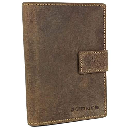 J.Jones – Portefeuille en Cuir pour Homme avec Protection RFID, Marron Vieilli, Grand modèle,...