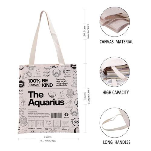 G2TUP Aquarius Inspired Gift 100% Human Be Kind The Aquarius Tote Bag Astrology Lover Handbag Zodiac Aquarius Merch3